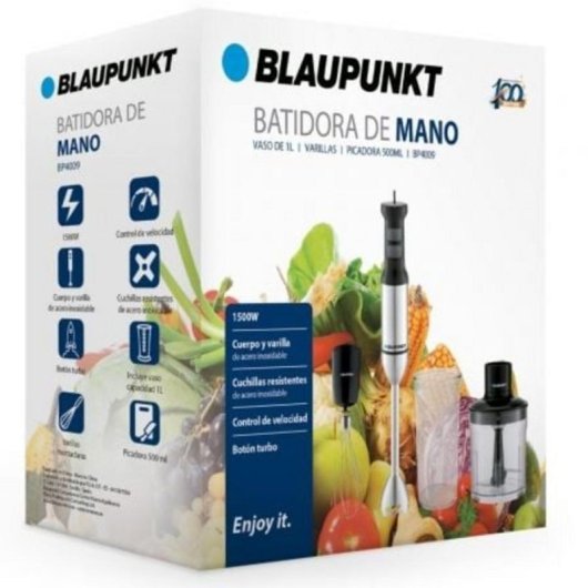 Handmixer Blaupunkt BP4009 1500W 1L Behälter mit Quirl und Zerkleinerer Handmixer Blaupunkt BP4009 1500W 1L Behälter mit Quirl und Zerkleinerer