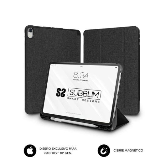 Funda SUBBLIM Shock Case CST-5SC315 para iPad 10,9" 10ª Gen Negra Full SmartCover Apple Pencil Slot