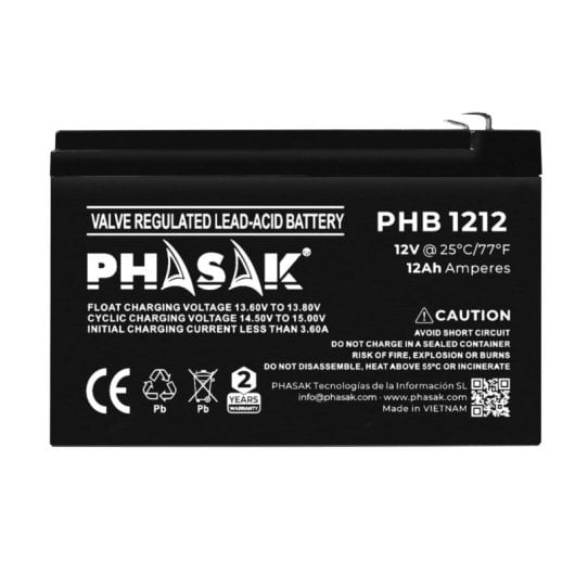 Batteria PHASAK PHB 1212 12V 12Ah Batteria Piombo-Acido Sigillata Batteria PHASAK PHB 1212 12V 12Ah Batteria Piombo-Acido Sigillata