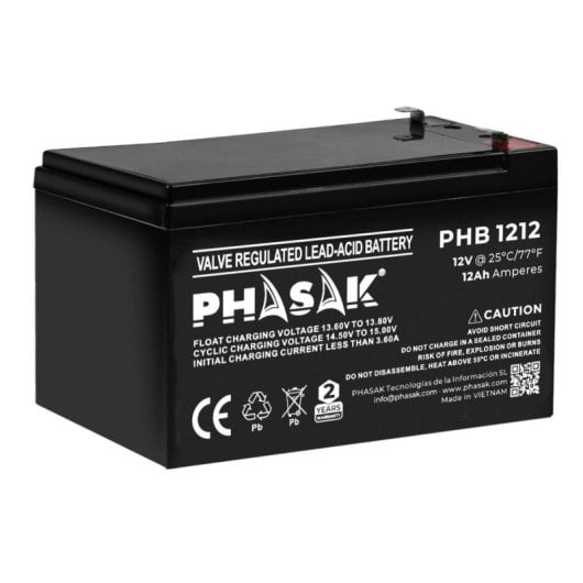 Batteria PHASAK PHB 1212 12V 12Ah Batteria Piombo-Acido Sigillata Batteria PHASAK PHB 1212 12V 12Ah Batteria Piombo-Acido Sigillata