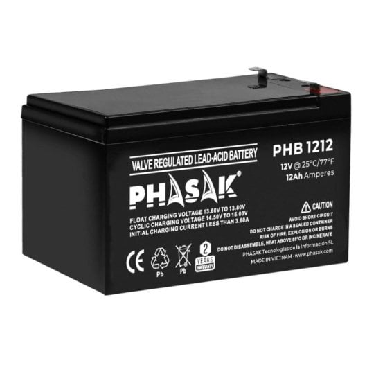 Batteria PHASAK PHB 1212 12V 12Ah Batteria Piombo-Acido Sigillata Batteria PHASAK PHB 1212 12V 12Ah Batteria Piombo-Acido Sigillata