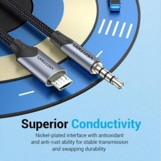 Câble Audio Vention BDGBG MicroUSB Macho - Jack 3.5 Macho - 1.5m - Noir