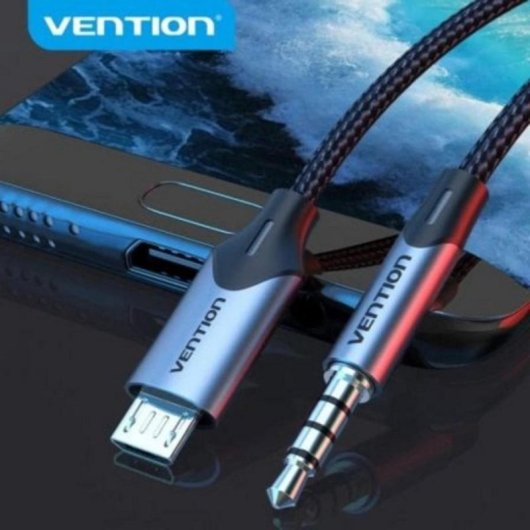 Câble Audio Vention BDGBG MicroUSB Macho - Jack 3.5 Macho - 1.5m - Noir