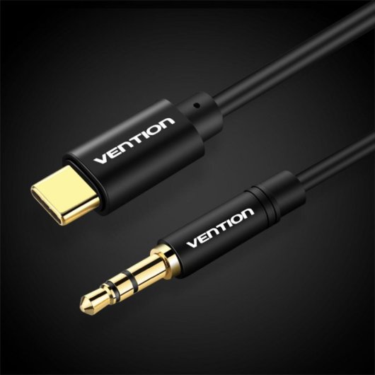 Cable audio Vention BGABF USB Tipo-C Macho Jack 3.5 Macho 1m Negro chapado en oro