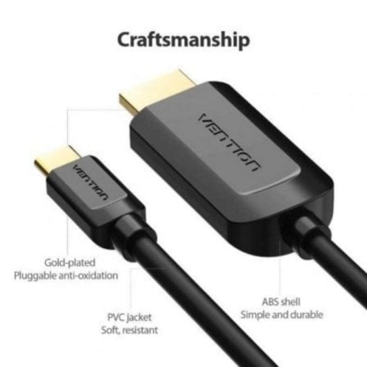 Cable HDMI Vention CGUBF USB-C a HDMI 4K@30Hz 1m Triple Blindaje Negro