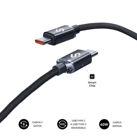 Cable USB-C Subblim Optimus 1 m 60 W Nylon Trenzado 480 Mbps Negro