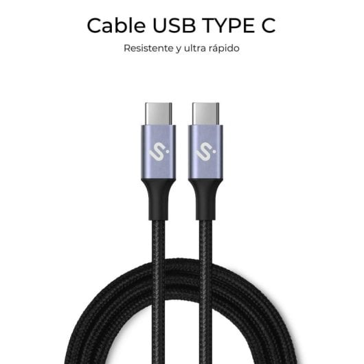 Cable SUBBLIM PLUS USB-C a USB-C 1m 100W Nylon Trenzado E-Marker Carga Rápida Negro