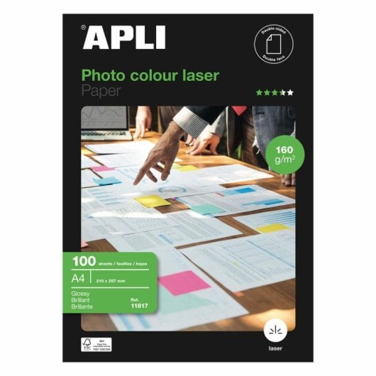 Papiersorte Apli 11817 Papier Glossy 160g A4 100 Blatt Doppelseitig Glänzend