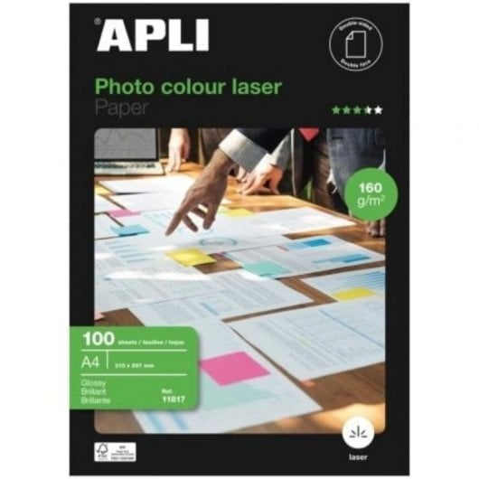 Papiersorte Apli 11817 Papier Glossy 160g A4 100 Blatt Doppelseitig Glänzend
