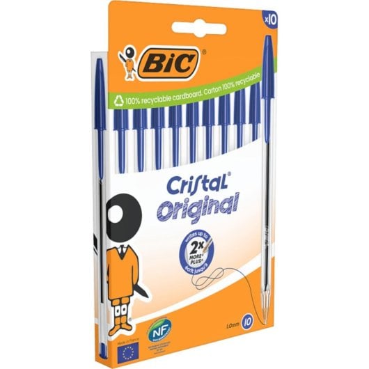 Bolígrafo BIC Cristal Original 516352 Azul Cuerpo Transparente Tinta Aceite 10 Unidades