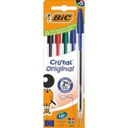 Kugelschreiber BIC Cristal Original 516346 5er Pack Nachfüllbar 1 mm Bunt