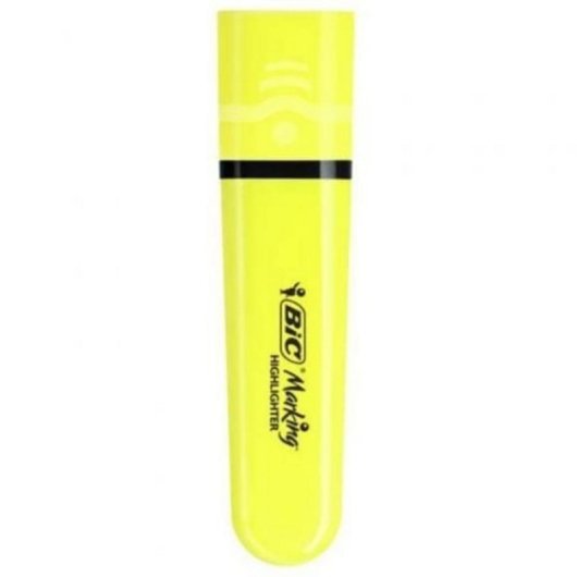 Marcador fluorescente Bic Highlighter Flat neón amarillo 12 unidades