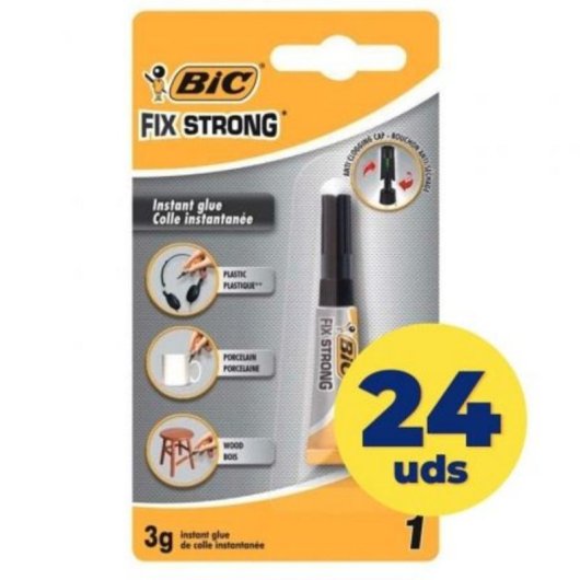 Cola Instantânea Bic Fix Strong 3g Tubo Caixa 24 unidades Cola Instantânea Bic Fix Strong 3g Tubo Caixa 24 unidades
