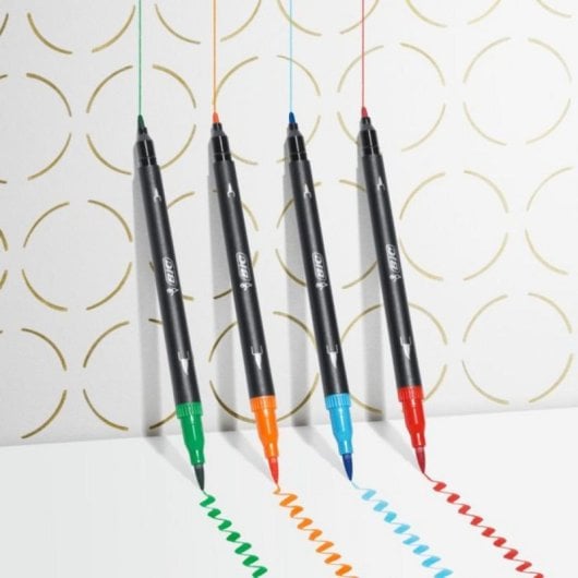 BIC Intensity Dual Tip Marqueurs 6 Couleurs Noir Bleu Vert Violet Rouge Jaune