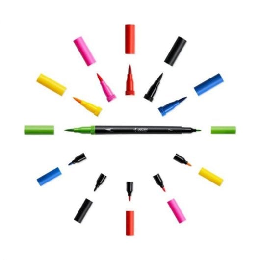 BIC Intensity Dual Tip Marqueurs 6 Couleurs Noir Bleu Vert Violet Rouge Jaune