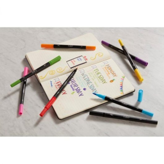 BIC Intensity Dual Tip Marqueurs 6 Couleurs Noir Bleu Vert Violet Rouge Jaune