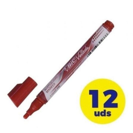Caneta Bic Velleda 902089 vermelha ponta redonda tinta líquida caixa 12 unidades