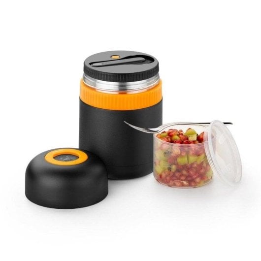 Termo alimentar BRA Efficient A198102 800ml Inox Preto Laranja Antiderrapante