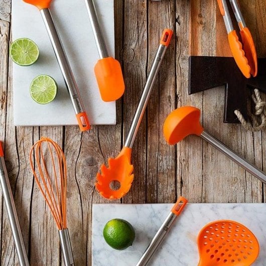 Pince de cuisine BRA Efficient A195004 nylon silicone orange 28,5 cm inox