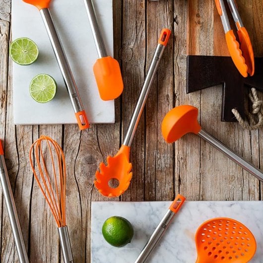 Pinza de Cocina Bra Efficient A195004 Nylon Silicona Naranja 28,5cm Mango Acero Inoxidable