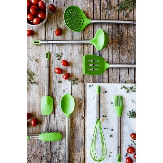 Set utensilios cocina Bra Prior A197011 5 piezas verde acero inoxidable nylon silicona