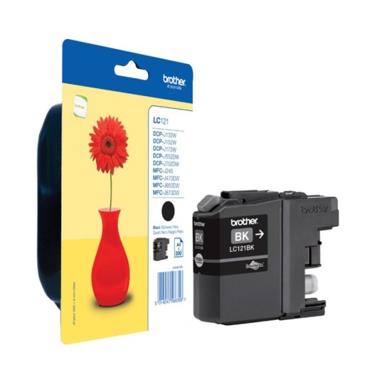 Cartucho de tinta Brother LC121BKBP Negro 300 páginas Pack individual