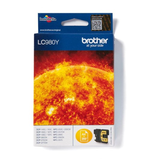 Cartucho de Tinta Brother LC980Y Amarelo 300 Páginas Cartucho de Tinta Brother LC980Y Amarelo 300 Páginas