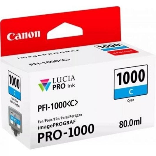 Cartucho de tinta Canon PFI-1000C Cian 80 ml LUCIA PRO alta capacidad