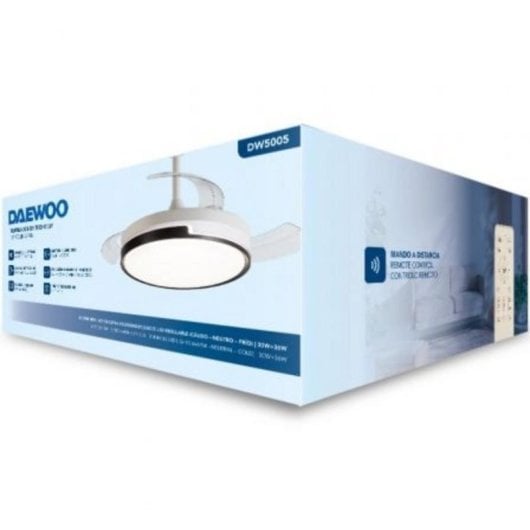 Daewoo DW5005 Ventilador de Techo Luz LED  91cm 3 Aspas Retráctiles 6 Velocidades WiFi
