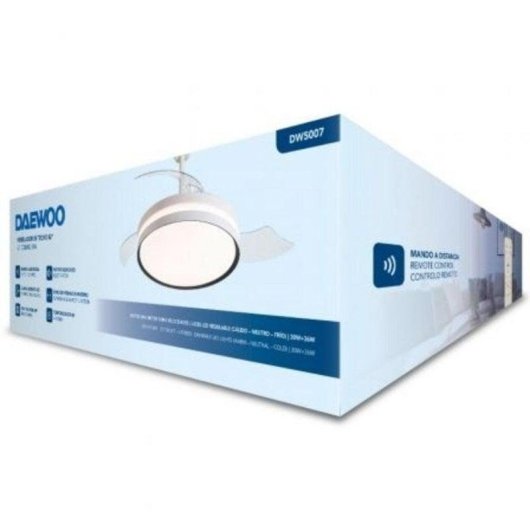 Ventoinha de Teto com Luz Daewoo DW5007 30W 42'' 6 Velocidades Pás Retráteis Comando APP LED