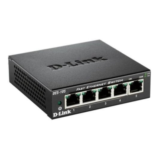 Switch D-LINK DES-105 5 Ports 10/100Mbps Non administré Métal