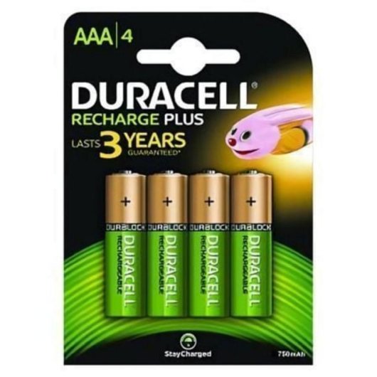 Bateria Duracell Recargável AAA NiMH 1.2V 750mAh Pack 4