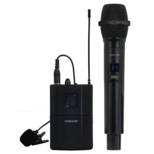 Micrófono Fonestar SONAIR-2MP inalámbrico UHF cardioide doble mano y petaca con receptor