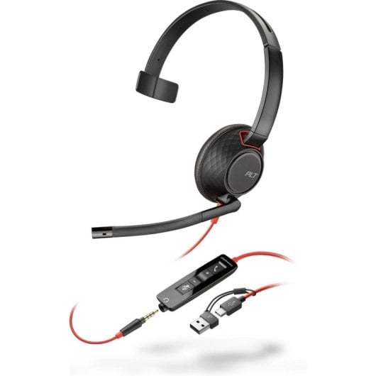 Auriculares Poly con cable USB-C y 3,5 mm micrófono negro para oficina y call center