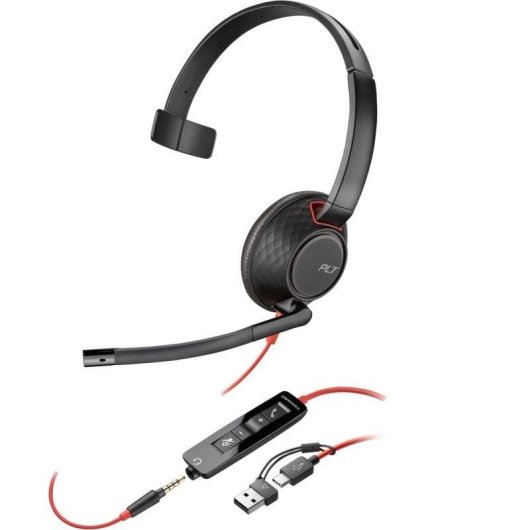 Auriculares Poly Blackwire 5210 filaires USB-C et jack 3,5 mm avec micro antibruit noir