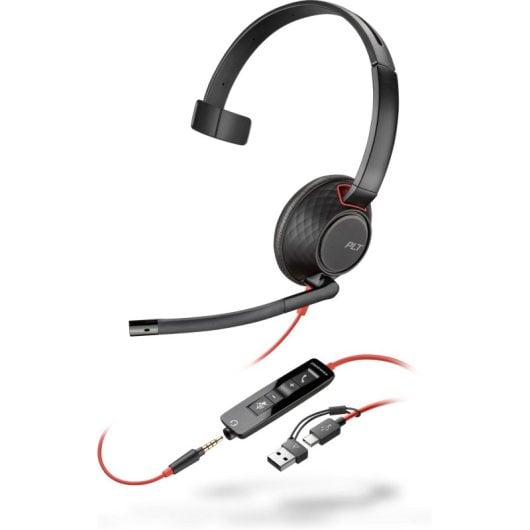 Auriculares Poly con cable USB-C y 3,5 mm micrófono negro para oficina y call center