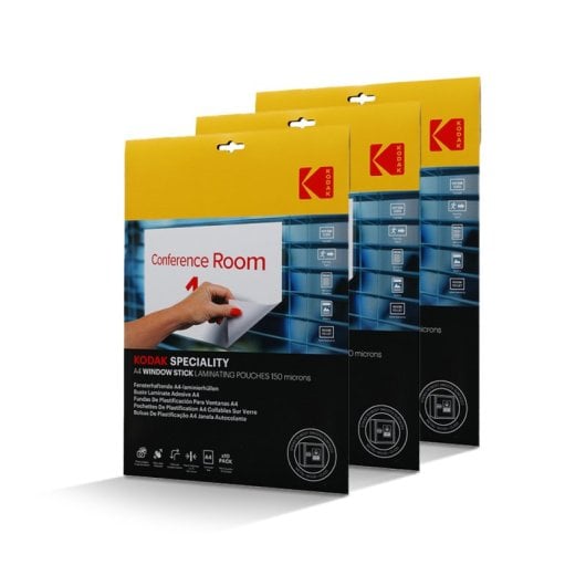 Kodak Fundas Plastificadas A4 Window Stick – Pack De 3 X 10 Unidades (20 En Total), 150 Micras, Autoadhesivas, Tamaño A4