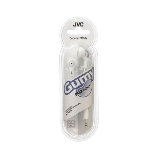 Auriculares JVC con cable, refuerzo de graves, neodimio, blancos, jack 3.5mm