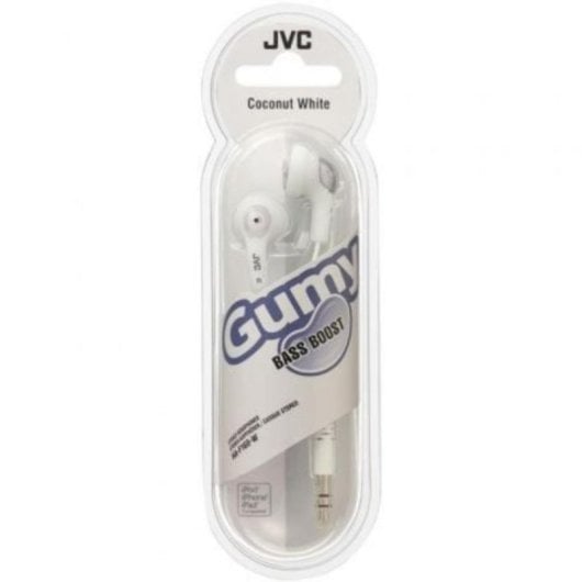 Auriculares JVC con cable, refuerzo de graves, neodimio, blancos, jack 3.5mm