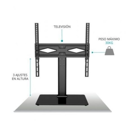 Soporte de mesa TM Electron TMSLC419 para TV 32-50" ajuste 3 alturas inclinación -25º/+25º 30kg cristal