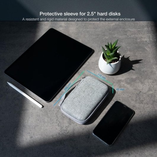 Estuche Protector 2.5" TooQ TQBC-E2503G Gris Resistente Golpes y Rayones Compacto