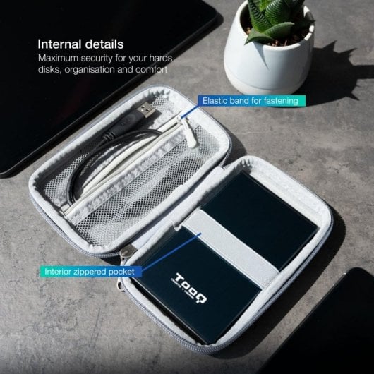 Estuche Protector 2.5" TooQ TQBC-E2503G Gris Resistente Golpes y Rayones Compacto