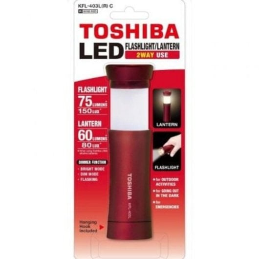 Linterna Toshiba KFL-403L 2 en 1 LED 75lm/60lm 3 pilas AAA Roja Aluminio