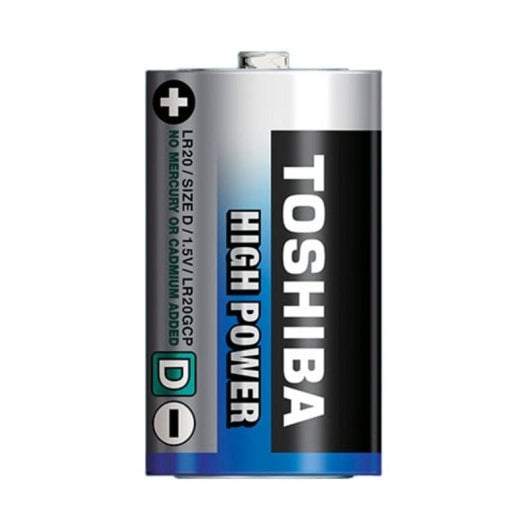 Pila Alcalina Toshiba LR20GCP D 1.5V Pack 2 Unidades Alta Potencia Larga Duración