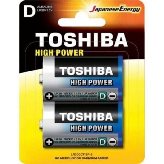 Pila Alcalina Toshiba LR20GCP D 1.5V Pack 2 Unidades Alta Potencia Larga Duración