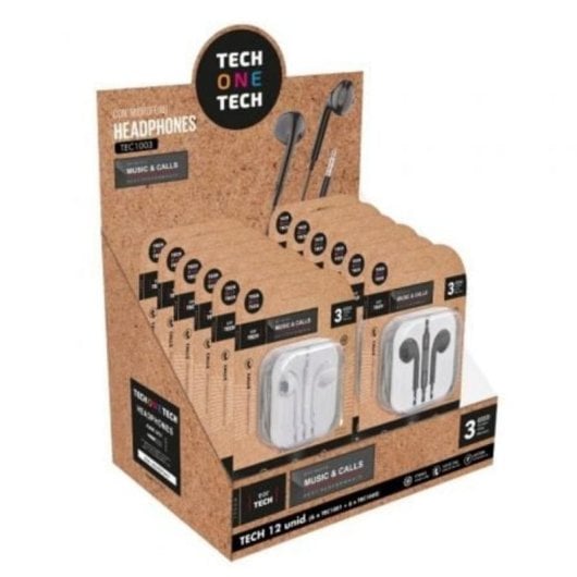 Auriculares TECH ONE TECH con cable jack 3.5mm, micrófono y controles, negros y blancos