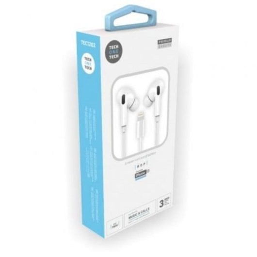 Auriculares Tech One Tech earTECH TEC1203 avec Microphone Lightning couleur Blanc