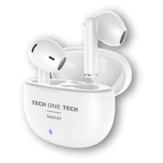 Auriculares Tech One Tech inalámbricos Bluetooth 5.3 IPX5 Hi-Fi con estuche de carga blancos