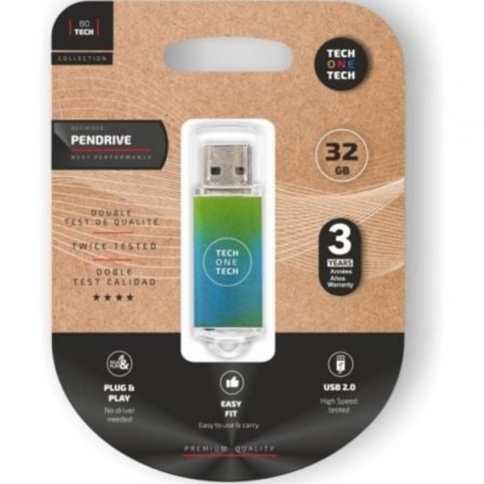 Pendrive Tech One Tech Be Ocean 32GB USB 2.0 Verde Degradado Compacto