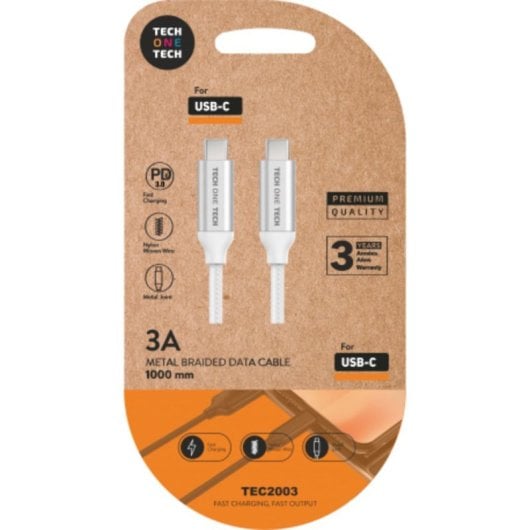 USB-C Kabel Tech One Tech TEC2204 1m 3A Weiß USB-C auf USB-C USB-C Kabel Tech One Tech TEC2204 1m 3A Weiß USB-C auf USB-C